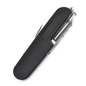 Multifunctional pocket knife - stainless steel - black