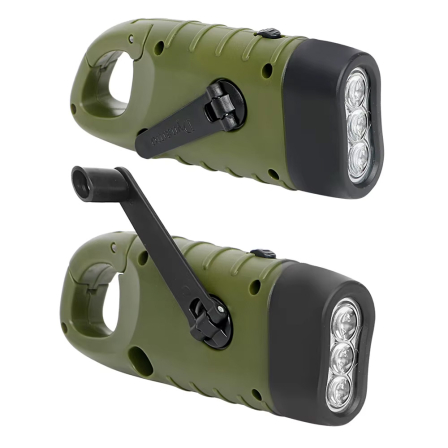 Flashlight with crank and solar panel